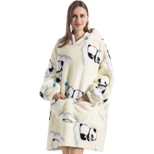 Oversized hoodiefilt för kvinnor Vuxna Oversized Wearable Hoo White Panda