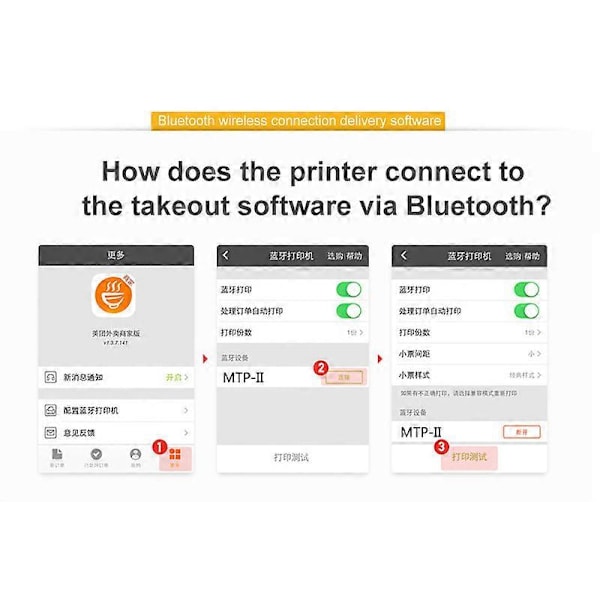 Kvitterings-Bluetooth-Termisk Printer til Supermarked Bærbar 58mm Mini