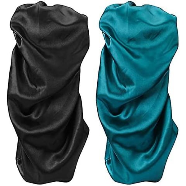 2 pcs satin hats for braiding, black green dreadlocks caps comfortable elastic