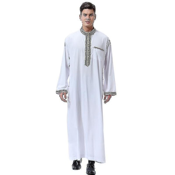 Islamiska Saudi-muslimska mäns kläder Dubai Arabian Kläder White M