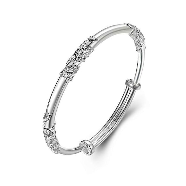 925 Sterling Silver Bangle Bracelet Cute Charm for Women Adjustment Cuff