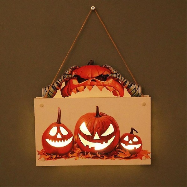 Ghost Pumpkin Welcome Sign Hanger Light Hanging Board Plaque 6-8 Years