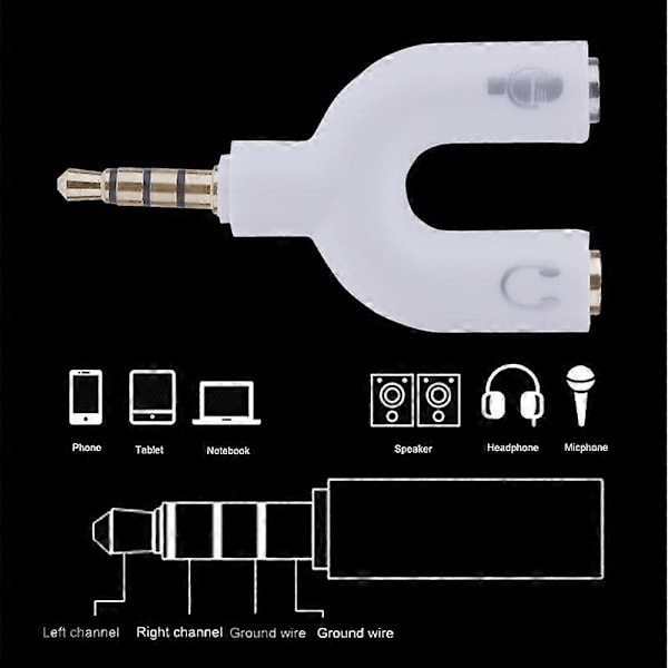 Y Dual Audio 3,5 mm Splitterkabeladapter Praktisk lydlinje 1 til 2 AUX-kabel Hodetelefon 3,5 mm adapter 1 hann til 2 hunn red