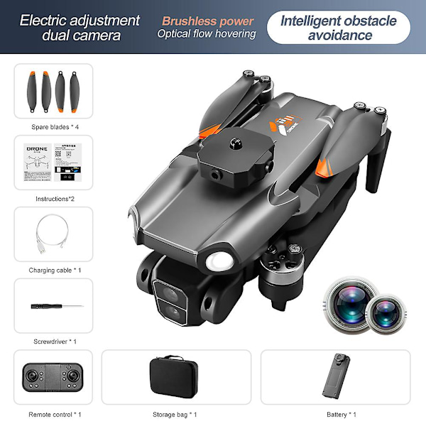 HD Dobbeltobjektiv UAV med Fjernkontroll Multifunksjonell Holdbar Quadcopter Gave til Bursdager gy 3 battery