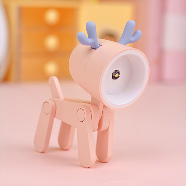 Led-pöytälamppu, söpö jouluhirvi yövalo puhelimenpidike lahja mini säädettävä opiskelijoille lapsille pink deer