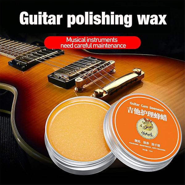 Gitarpoleringsvoks, Naturlig Bivoks Treinstrumentpolering, Tre Restaureringspleie Bivoks Multifunksjonell Trevoks Fiolinpoleringspleie 100g - 1pcs