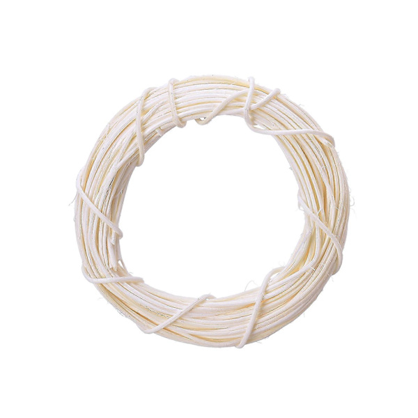 Handgjord DIY Julgransring Dörrhängande Blomsterkrans - 30cm Ytterdiameter Offvit Indonesisk Ranka style1242