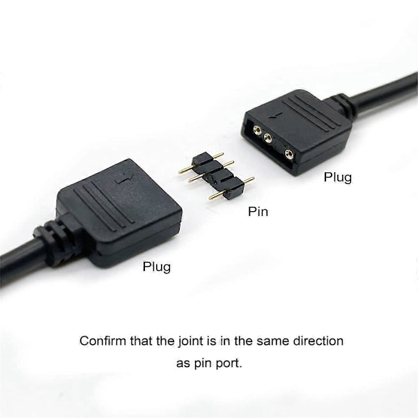 2 st ARGB-delarekabel, 1-till-4 Hon till Hon 5V 3-polig adresserbar RGB-delare förlängningskabel