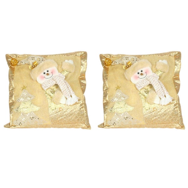 2PCS Christmas Snowman Pillow Santa Claus Snowman Pillow Cover Home Golden Christmas Pillow Sofa Pillow Cushion 44 * 44cm Pillowcase Not Pillow Cover