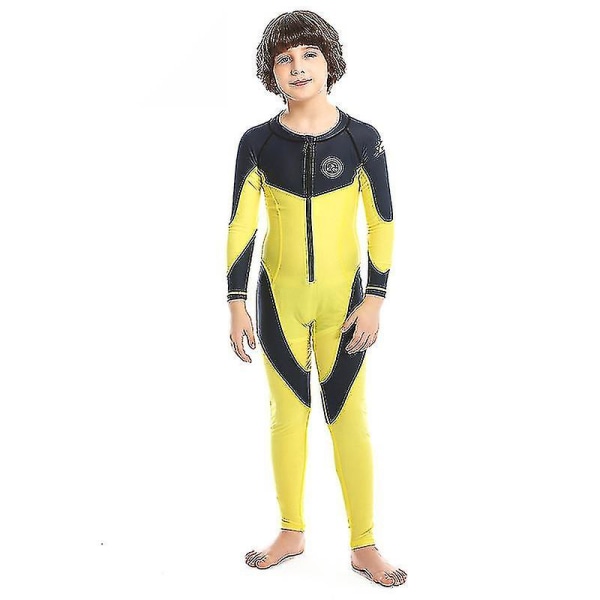 Barn Flickor Pojkar Våtdräkt Helkroppslig neopren thermal baddräkt boy-yellow XS