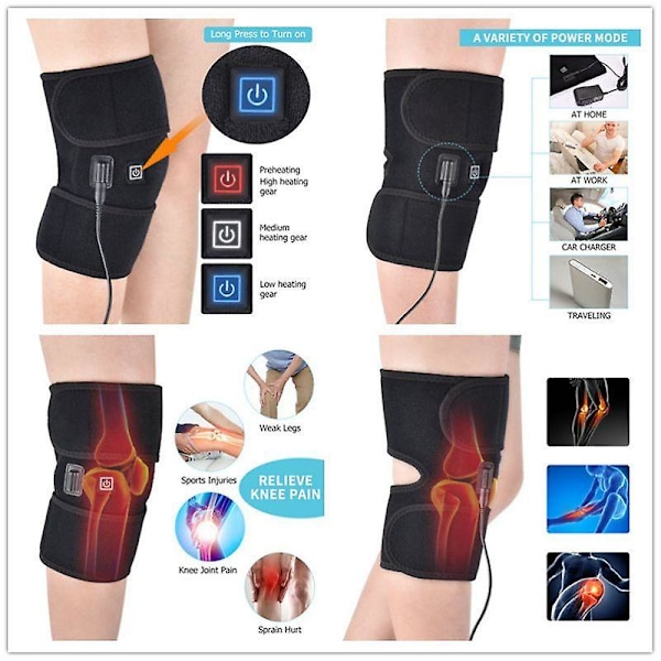 Opvarmningsknæpuder Magnetisk Terapi Knæmassager Vibrator Opvarmet Knæstøtte Støtte Led Fysioterapi til Osteoporose Smertelindring Albue Ben