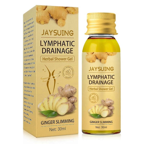 Jaysuing 30ml örtbaserad ingefära duschgel lymfatisk dränage bantning formning främja ämnesomsättning -3166034970331