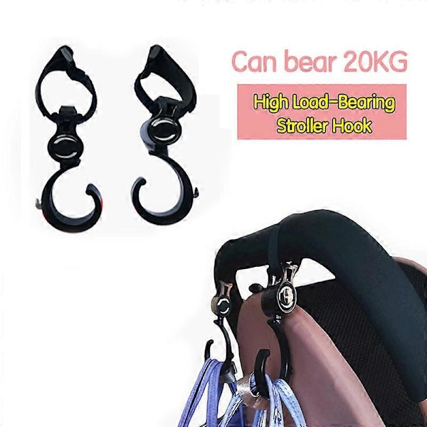 2 stk Baby Hanger Baby Bag Vogn Kroker Barnevogn Roterer 360 Grader Baby Bil Tilbehør Vogn Organizer Vogn Tilbehør