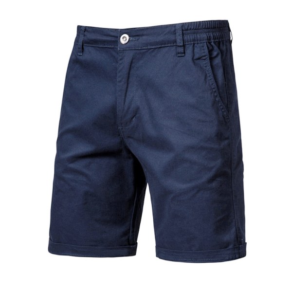 Chino-shorts för män i bomull Elastic Cargo Combat Half-byxor navy blue 36