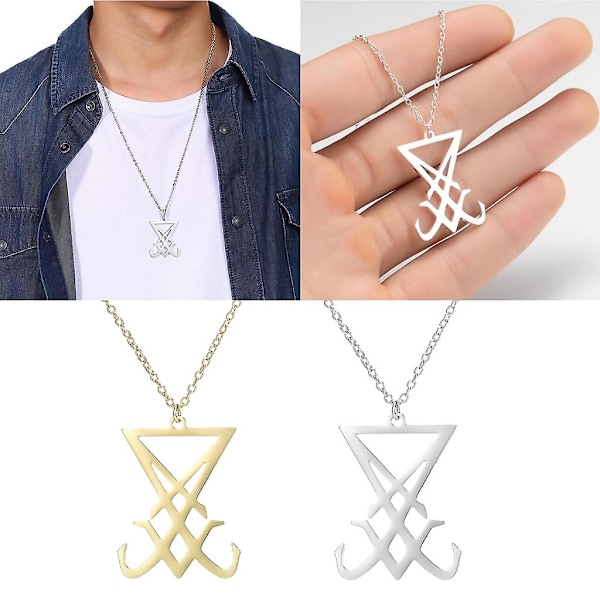 Sigil af Lucifer Vedhæng Halskæde Djævel Smykker Mænd Gave Ikke Nemt at Blegne silver