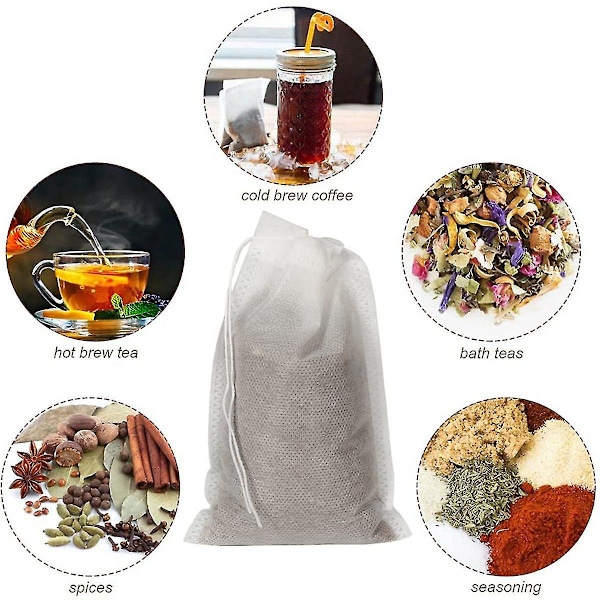 100 stk. Rette-fri Bryggepose Engangs Kaffe Filterpose Fin Masket Bryggepose Trekkstrengpose
