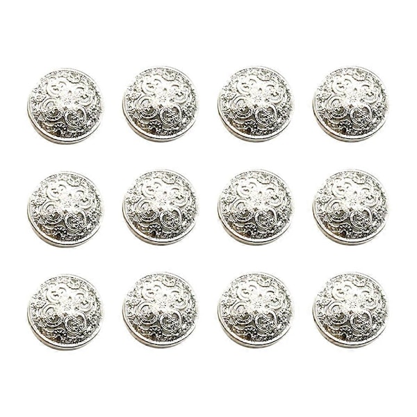 30 stk 20mm Stilfull Metallspenne Utstanset Knapp Håndverktøy Dunjakke Knapp DIY Syknapper for Dekor (Sølv)
