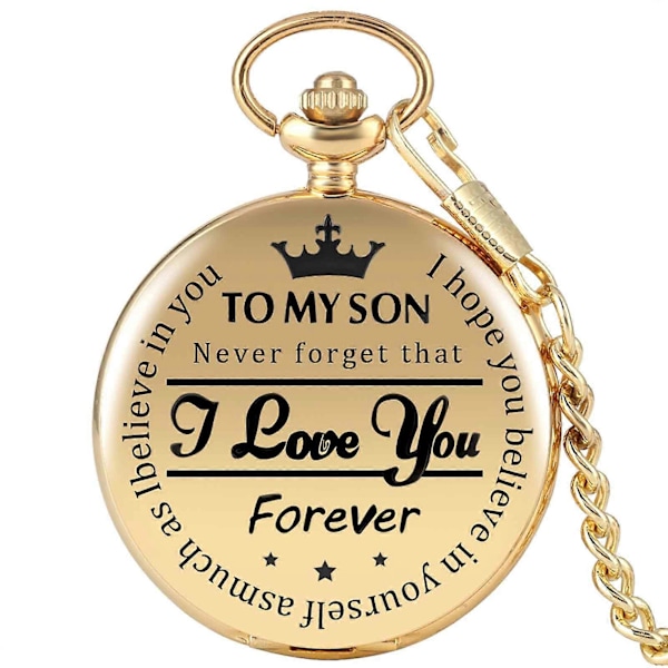 TO, MY SON I Sinulle Ikuisesti Muodikkaat Kirjaimet Muistoksi Vyöketjun Taskukello gold