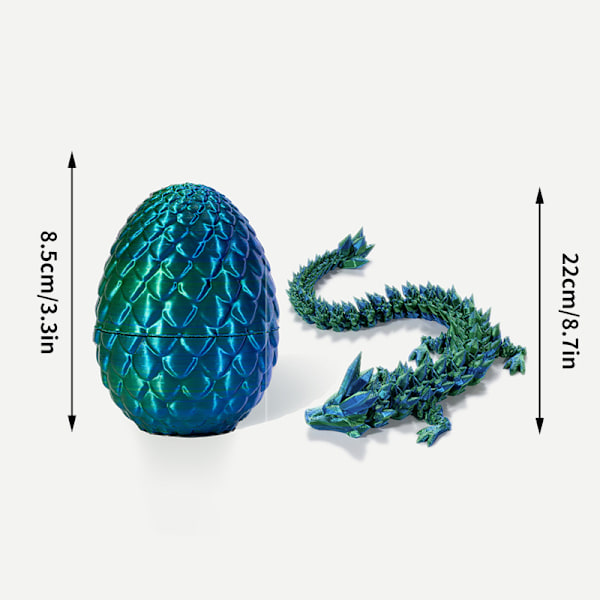 3D-tryckt drakägg påskägg med rörliga leder, leksak, hantverk blue