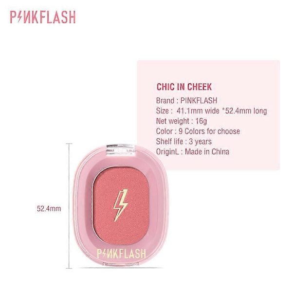 PinkFlash 9-färgad Matt Rouge Långvarig Ingen Makeup Naturlig Rosa En-delad Rougepulver Vattentät Kosmetika Ansiktsmakeup TSLM1