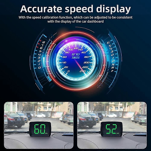 KMH Biltillbehör GPS Digital Head-Up Display Stor Font Hastighetsmätare Bil HUD 2,8 Tum För Bil Lastbil Buss Plug and Play