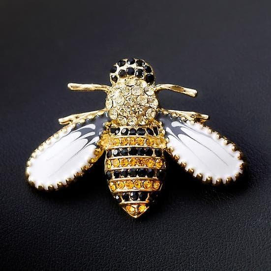 Söt diamantmålad bi-brosch