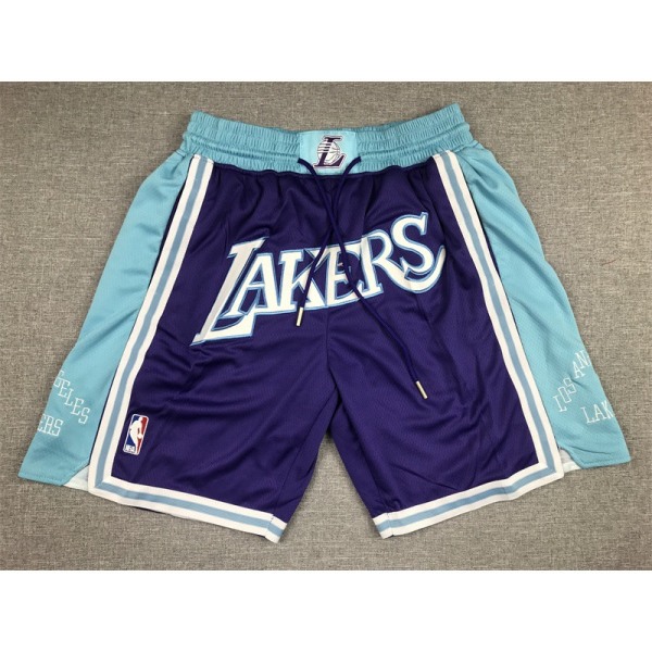 NBA-byxor för herrar och damer Lakers James Warriors Curry Heat Bucks Clippers Fickbasketuniform Sporttrend Lakers City Version Purple M