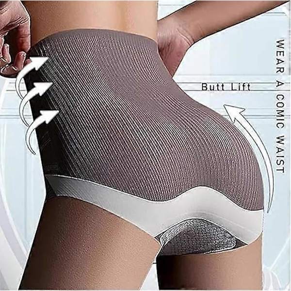 Högmidjade Sömlösa Flytande Is Silke Formande Byxor, Kvinnor Butt Lifting Underkläder black xl size