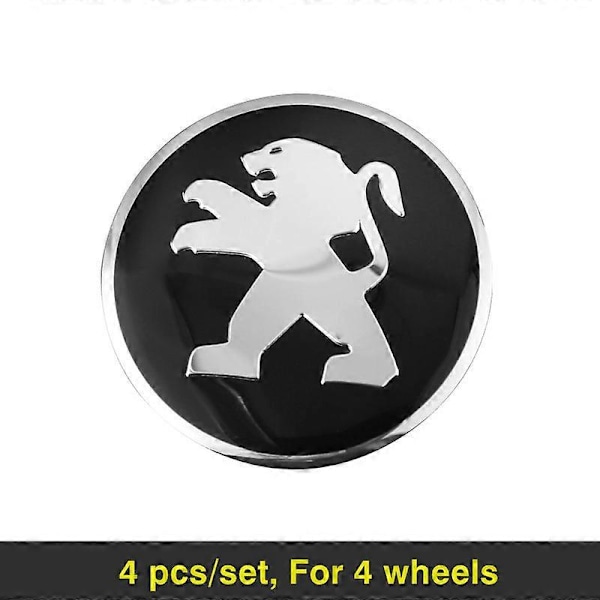 4 stk. Bilhjul Navkapsel Metal Emblem Klistermærker Til Peugeot 206 307 308 3008 207 208 407 508 2008 5008 107 106 205 4008 301 for peugeot black