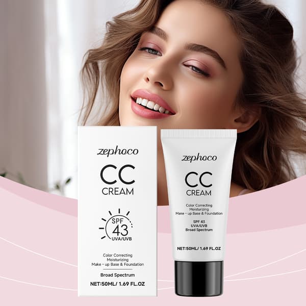zephoco CC Cream SPF43 Bredspektret, Fugtgivende Farvekorrigerende Makeup Base 50ml