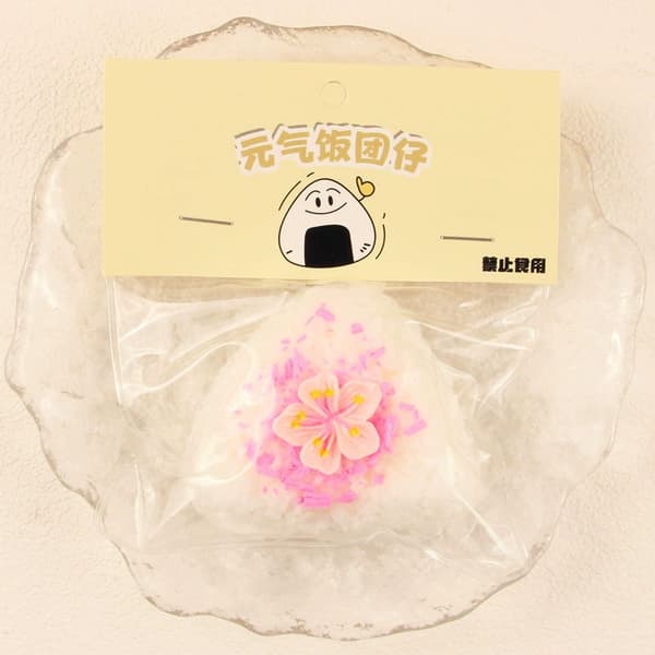 Sesamtriangel risboll mat lek kläm rolig dekompression ventilationsleksak långsam återhämtning silikon supermjuk simulerings risboll cherry blossom