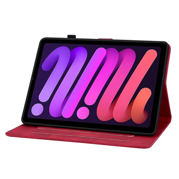 Embosset Lærveske For iPad mini 6 red