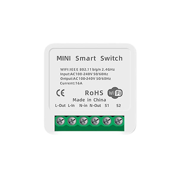 1-10 st Tuya Mini 16a Wifi-strömbrytarmodul med Smart Life-app, 2-vägsstyrning,