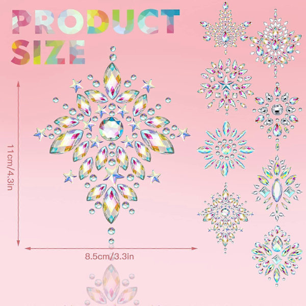 4 Ark Rhinestone Pasties Glitter Pasties Brystdeksler Krystall Bryst Petal