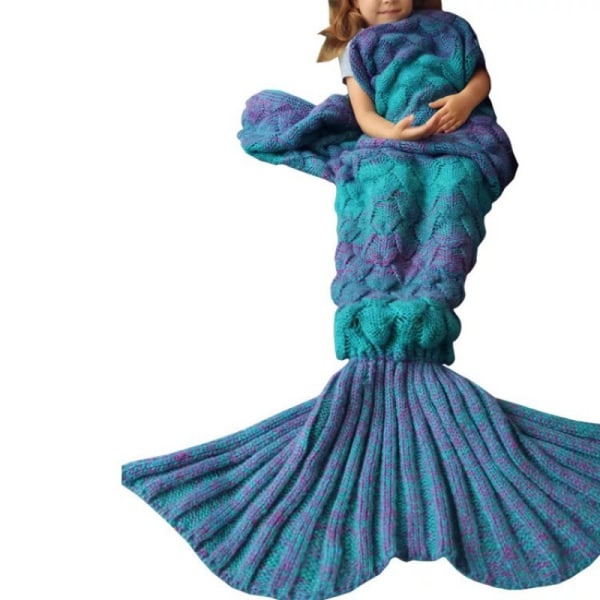 Mermaid Tail Blanket Virkad filt Mjuk Fyra årstider Cool present 140cmx70cm