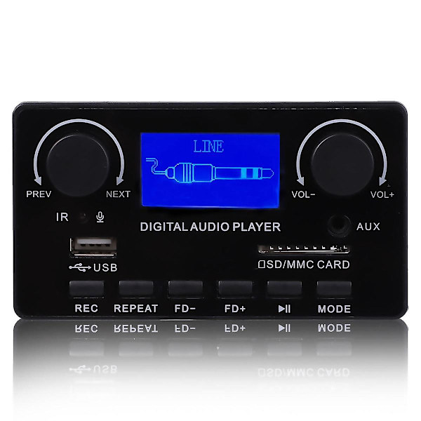 Bluetooth 5.0 MP3 Dekoodauslevy, Handsfree-tallennus, FM, DC 12V, MP3 WMA WAV APE FLAC Audio