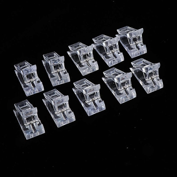 10 st/set Snabbbyggnad Nageltips Klämmor för Fingrar - UV LED Naglar Plast Assistentverktyg