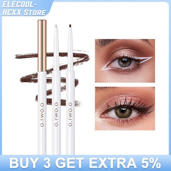 O.two.o 4-fargers 1,0 mm ultrafin eyeliner gelpenn, øyepenn, glatt, vanntett, hvit, brun eyelinerpenn, kosmetisk sminke