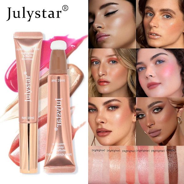 1 kpl Blush Beauty Wand Monitoiminen Meikkikynä Glitter Contouring Kasvojen Shimmer Highlight Blush Nestemäinen Contour Applikaattori a04