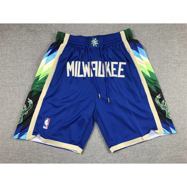 NBA-byxor för herrar och damer Lakers James Warriors Curry Heat Bucks Clippers Fickbasketuniform Sporttrend Buck City Version Blue XL