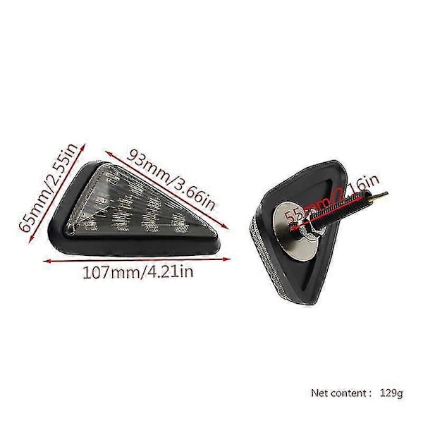 2 stk. Flush Mount Trekantformede LED Blinklys, 12v Motorcykel Blinklys Til