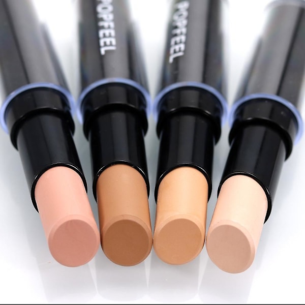 Dobbelthodet V-formet konturstift, highlighter, skygge, concealerpenn, 4 farger, vanntett, svettebestandig, langvarig sminke d
