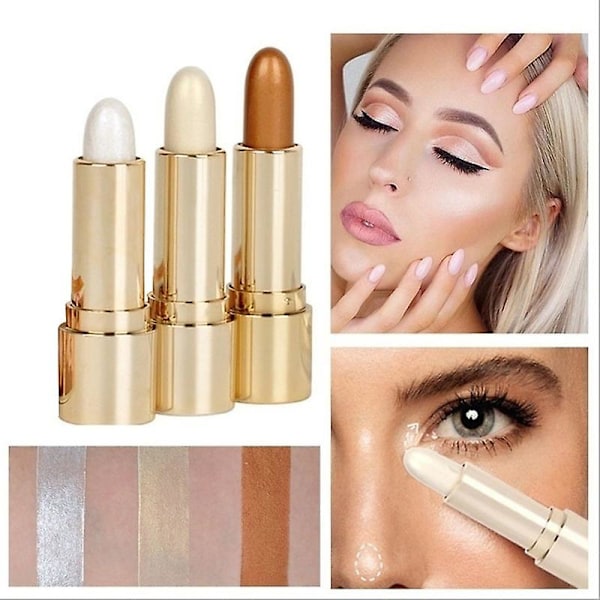 Highlighter Stick Makeup Glitter Contouring Bronzer För Ansikte Shimmer Powder Highlight Corrector Contour Illuminator