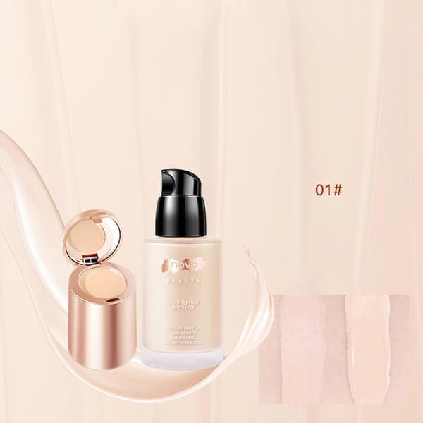 2 i 1 Flytande + Concealer Upp Komplexionsbas Krämig Hudmakeup 30ml a