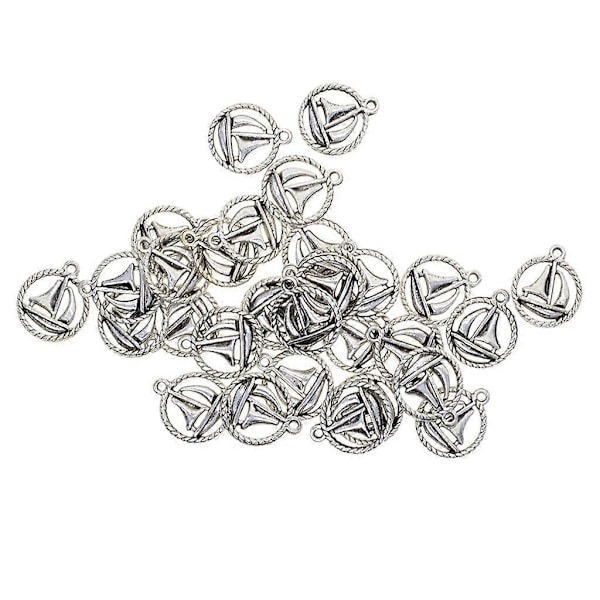 30-pack Segelfartygsformade Berlocker i Tibetansk Silver för Halsband Smyckestillverkning