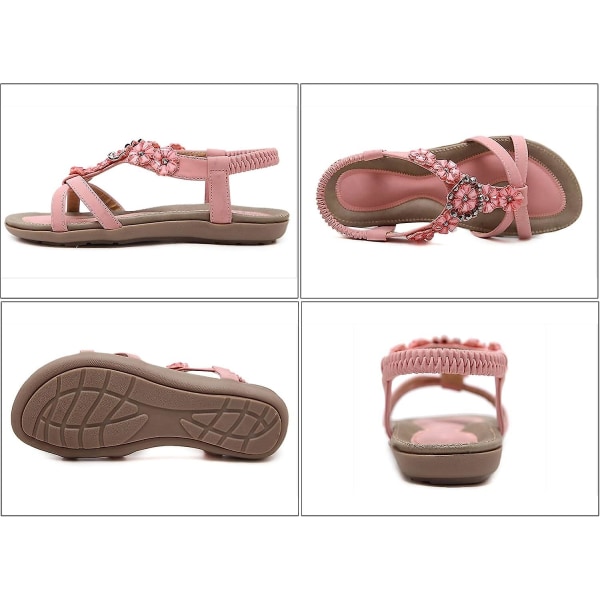 Damsandaler Sommar Casual Flat Bohemian Sandals 560 Pink 42