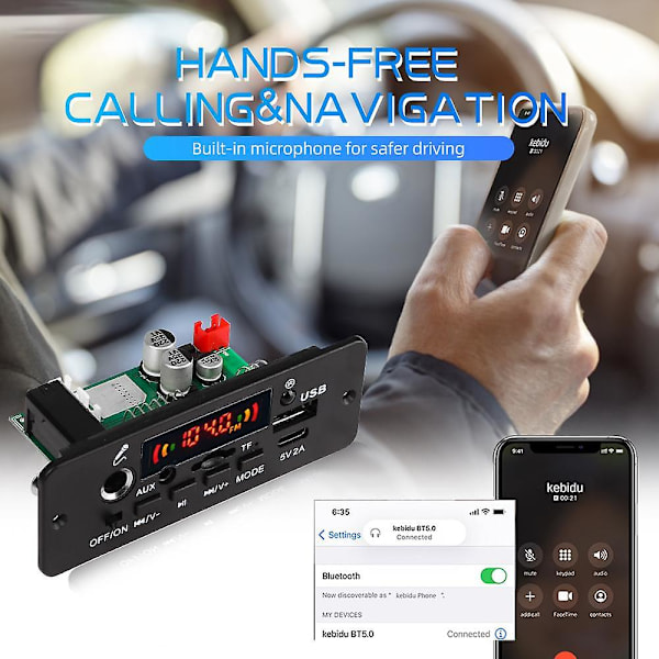 80W Forstærker Trådløs Bluetooth 5.0 MP3 WMA Dekoderkort 12V Bil FM Radio Lydmodul USB TF MP3 Afspiller Med Fjernbetjening