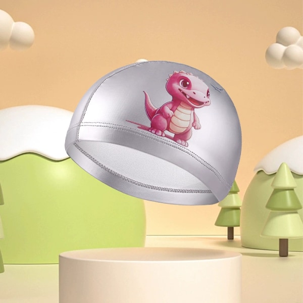 Lasten uimalakki, vedenpitävä PU-pinnoite, sarjakuvaeläimet, söpöt pojat ja tytöt, ei purista päätä gray little dinosaur