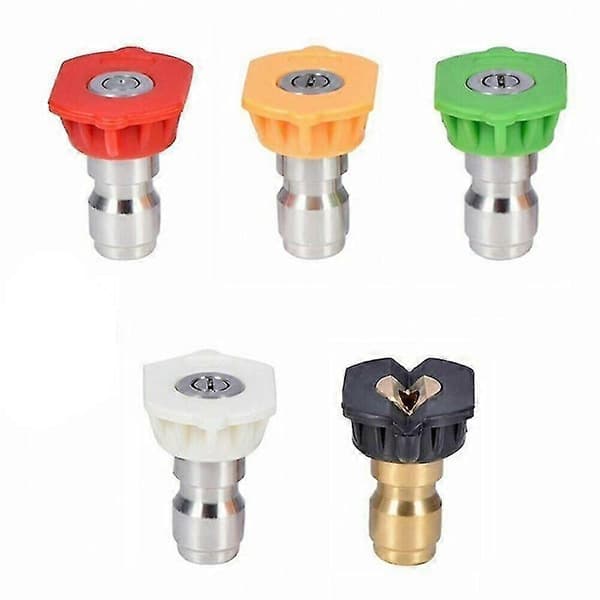 5-pack Högtryckstvättmunstycken i olika vinklar, 1/4\" snabbkoppling