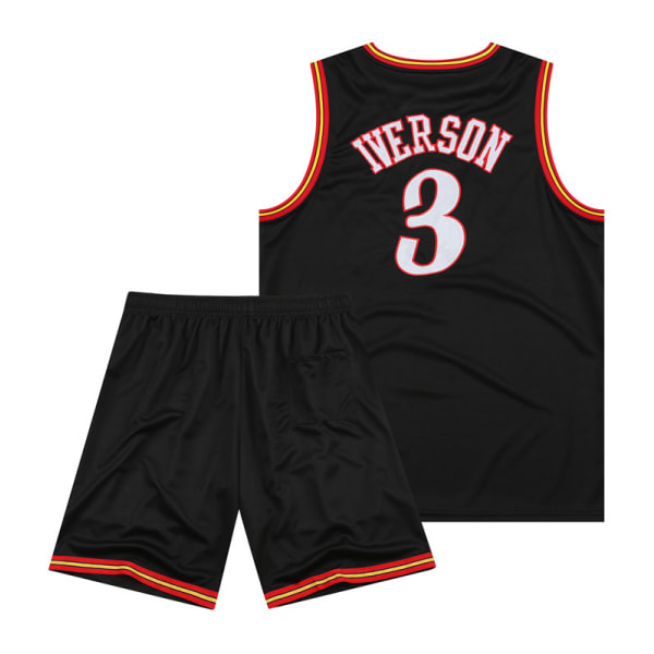 76ers 10th Anniversary Retro Iverson Broderad Jersey black XL